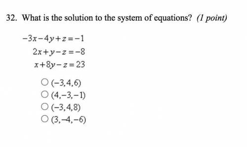 WHAT IS THE SOLUTION TO THE SYSTEM OF EQUATIONS
