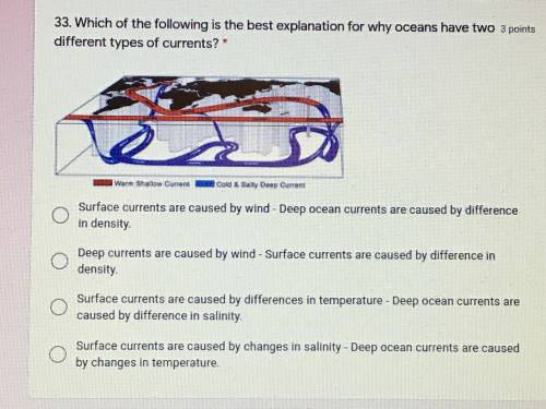Which of the following is the best explanation for why oceans have two different types of currents