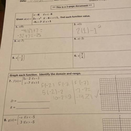 It’s algebra it says find each function value here is a picture of the work sheet
