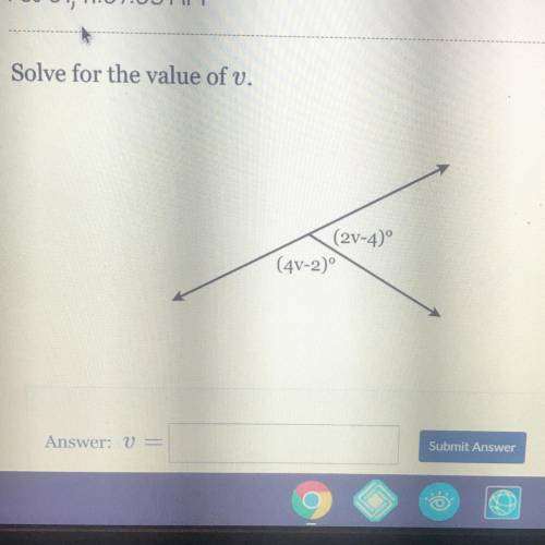 Solve for the value of v