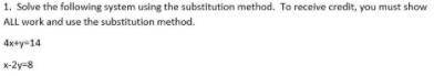 Help with substitution show work please