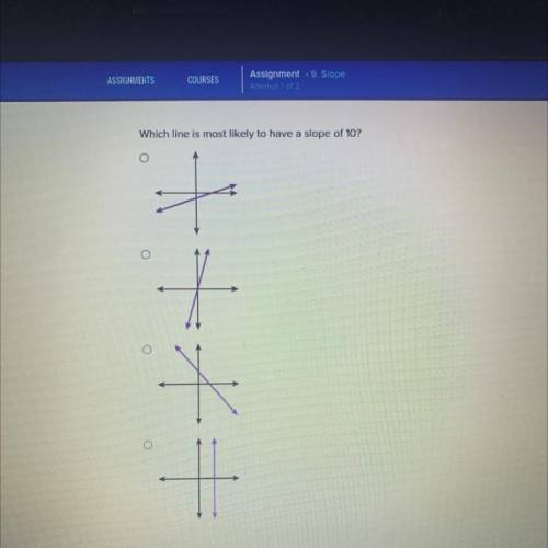 PLEASE PLEASE HELP! :(
Which line is most likely to have a slope of 10?
一一一