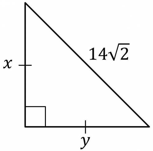 Consider the figure below. 
What are the values of x and y?