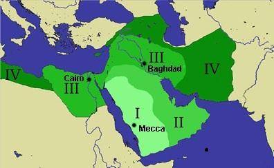 Use the map that shows the spread of Islam under different leaders to answer the following question