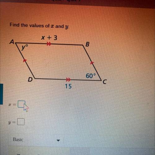 Find the value of X and y
x+3
y°
60°
15