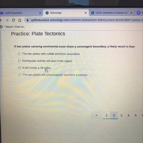 If two plates carrying continental crust share a convergent boundary, a likely result is that-

Th