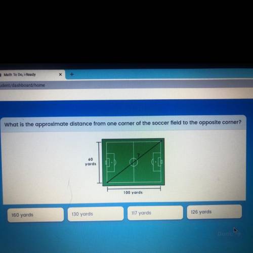 What is the approximate distance from one corner of the soccer field to the opposite corner?

60
y
