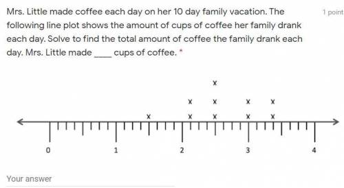 Mrs. Little made coffee each day on her 10 day family vacation. The following line plot shows the a