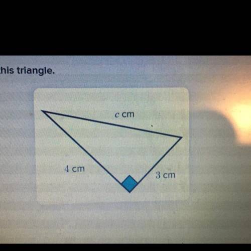 Find the length of the hypotenuse, c in this triangle