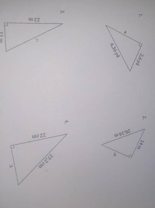 pythagorean theorem. and I need to calculate the missing sides. If possible I would like an explana