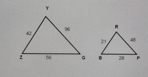 What is the scale factor of the following if YZG is dilated to RBP?