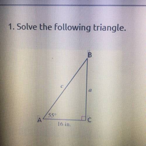 Solve the following triangle. Trigonometry, help quick :,)