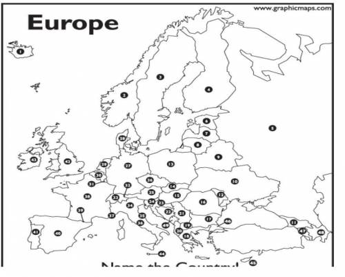Identify and label the following 49 countries of Europe: Countries with an * next to the number, pl