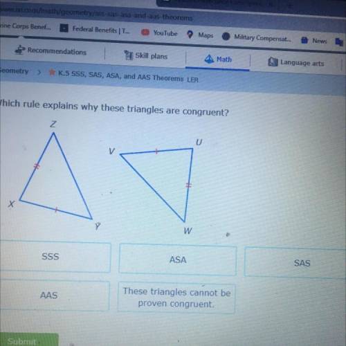 Which rule explains why these triangles are congruente