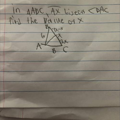 In ABC AX bisects BAC
find the value of x