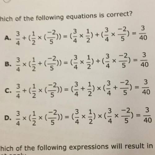 (PLEASE HELP ME)

Which of the following equations is correct?
Please help me thank you so much!!