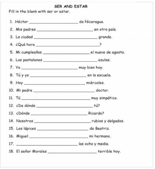 Can anyone help me with this spanish worksheet?