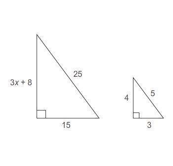 The triangles are similar.
What is the value of x?