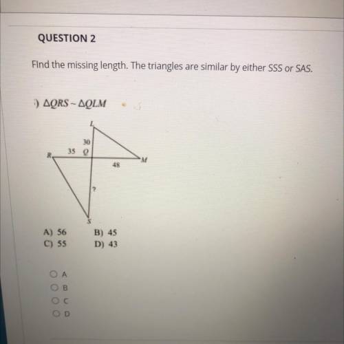 will give brainliest to first correct answer! find missing length. the triangle are similar by eith
