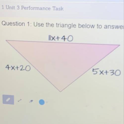 A. Write an equation for the perimeter, P, of the triangle. P=

b. If the perimeter of the triangl