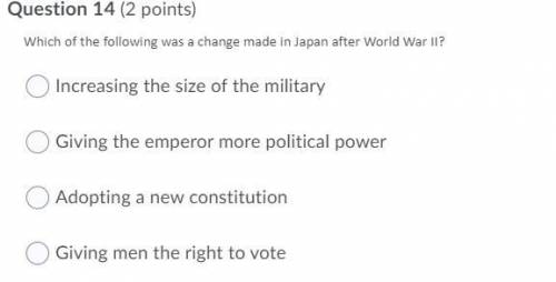 Which of the following was a change made in japan after world war II