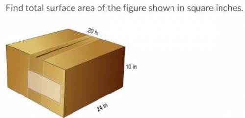 Find total surface area of the figure shown in square inches. 
pls help ty