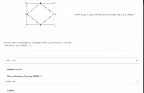 The vertices of square MNKL are the midpoints of the sides of square ABCD. The length of the diago
