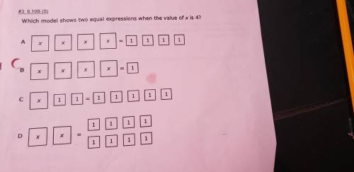 Which model shows two equal expressions when the value of x is 4?