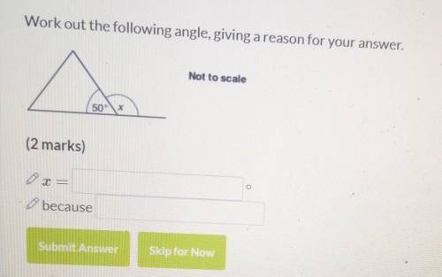 Work out the following angle, giving a reason for your answer