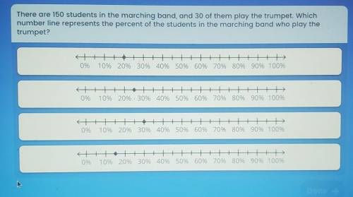 There are 150 students in the marching band, and 30 of them play the trumpet. Which number line rep