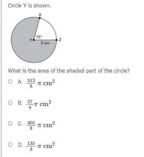 What is the area of the shaded part of the circle?
