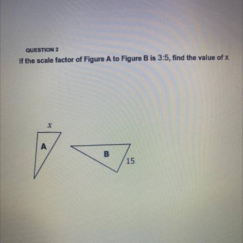 If the scale factor of Figure A to Figure B is 3:5, find the value of x
