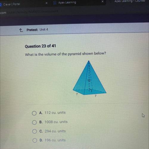 What is the volume of the pyramid shown below?