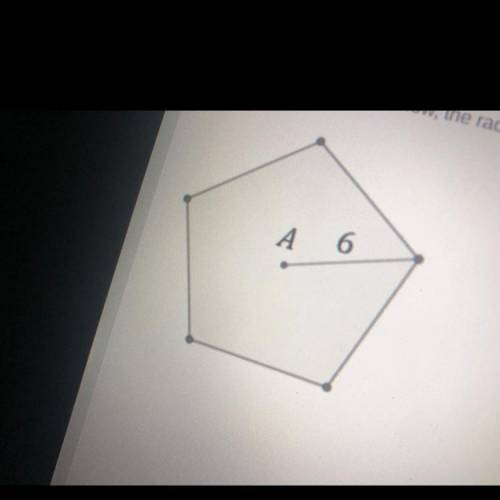 In a regular pentagon below the radius is the apothem is and the side length is