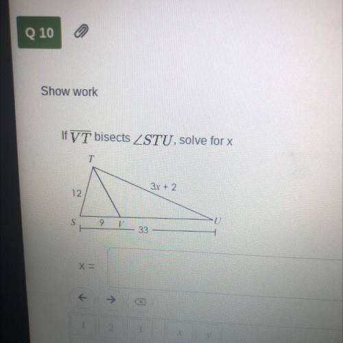 If VT bisects STU, solve for x