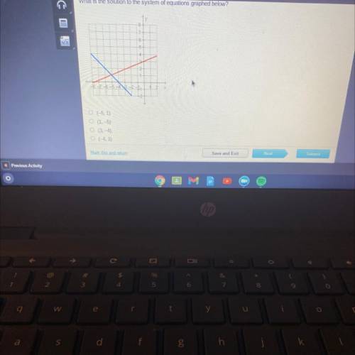 What is the solution to the equations graphed below y=2/5x+3 y=-x-4