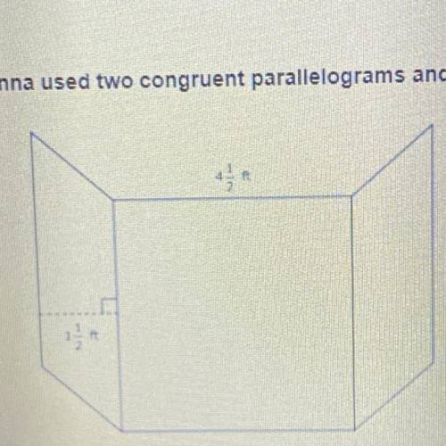 Brianna used two congruent parallelograms and a square to create the figure.

What is the area of