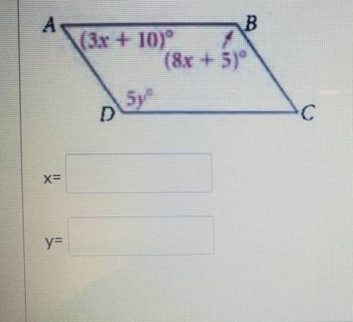 PLEASE HELP

Find the values for the variables for which ABCD must be a parallelogram.