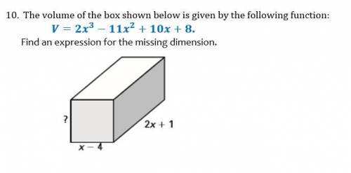 WILL GIVE BRAINLIEST TO ANSWER WITH WORK SHOWN

The volume of the box shown below is given by the