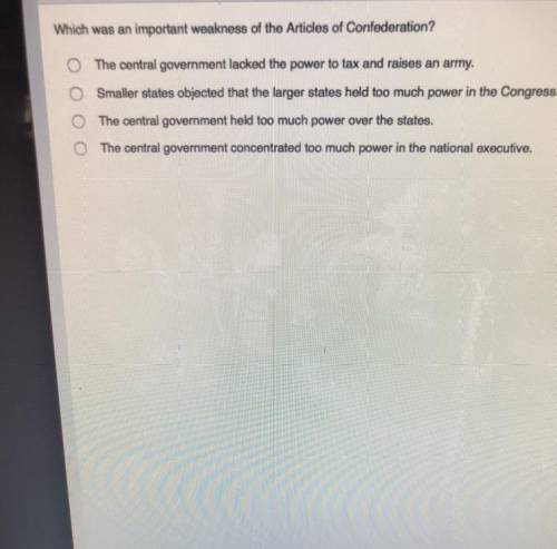 Which was an important weakness of the Articles of Confederation?