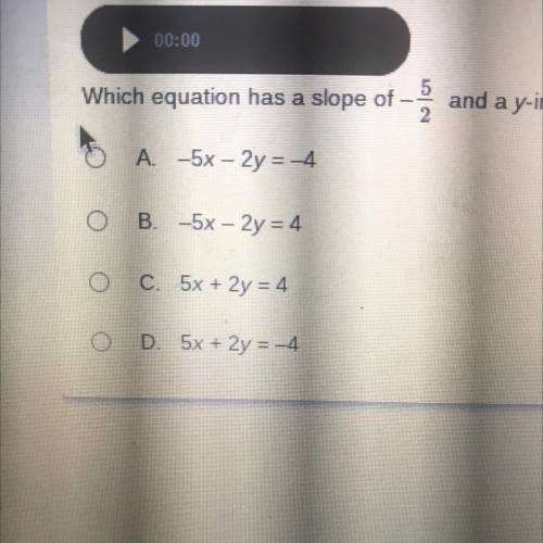 Which equation has a slope of -5/2 and a y-intercept of -2