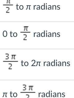 An arc on a circle measures 125°. The measure of the central angle, in radians, is within which ran