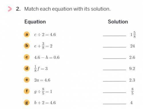 Match each equation with its solution...I dont get this