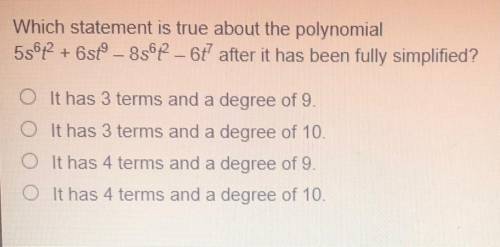 Which statement is true about the polynomial 5s^6t^2 + 6st^2 - 8s^6t^2 - 6t^7 after it has been ful