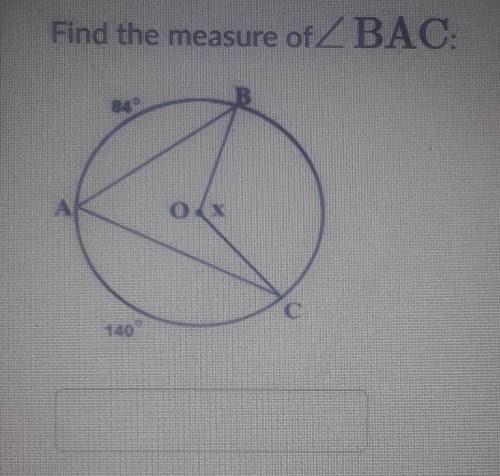 Find the measure of <BAC