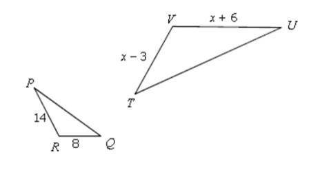 If ∆ ~ ∆, find the value of x.
