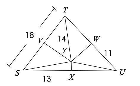 If Y is the circumcenter of triangle STU, find SV.