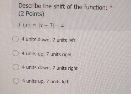 What is the shift of the function