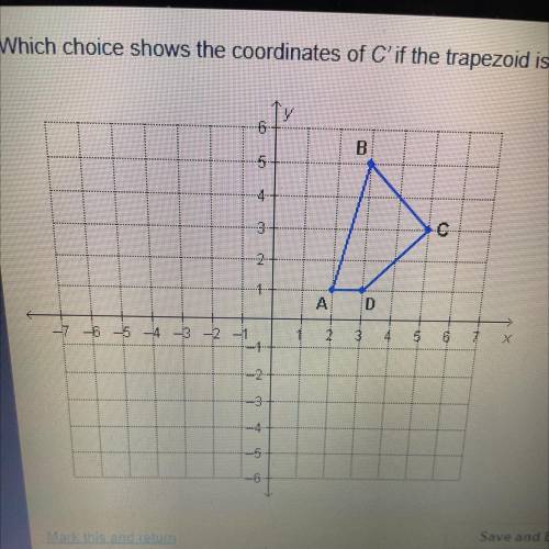 Which choice shows the coordinates of C if the trapezoid is reflected across the Y axis