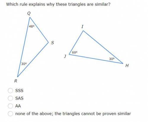Which rule explains why these triangles are similar?